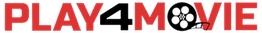 Logo "PLAY4MOVIE" con reel cinematografico in nero.