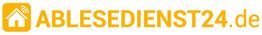 Logo mit Haus-Symbol, Text "ABLESEDIENST24.de", gelb-orange Farbgebung.