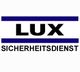 Logo mit der Aufschrift "LUX Sicherheitsdienst" in schwarzer und blauer Schrift.