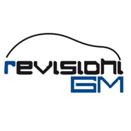 Logo con scritta "revisioni GM" stilizzata, sormontata da un contorno di auto.