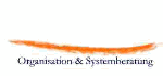 Logo: Roter Pinselstrich, darunter Text "Organisation & Systemberatung".