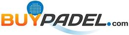 Logo de BuyPadel.com con una pala de pádel azul al lado del texto.