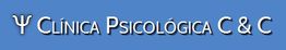 Texto em fundo azul: "Clínica Psicológica C & C" com símbolo de psicologia à esquerda.