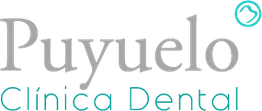 Logo de Puyuelo Clínica Dental en letras grises y azules con un pequeño icono de diente.