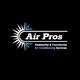 "Air Pros logo with sun and snowflake, text: Residential & Commercial Air Conditioning Services."