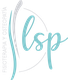 Logotipo de "Fisioterapia y Osteopatía Lsp" en azul y gris con diseño curvo decorativo.