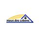 Logo: "Haus des Lebens" mit einem blauen Dreiecksdach und gelben Linien darüber.
