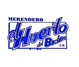 Logo azul con texto "Merendero El Huerto del Badén C.B.".