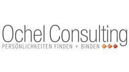 Ochel Consulting Logo mit Slogan: "Persönlichkeiten finden + binden" und drei farbigen Diamanten.