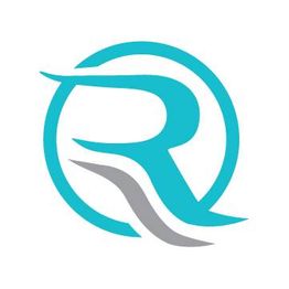 Teal and gray stylized "R" logo within a circle.