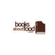 Logo with text "booksaboutfood.com" and a book with a bite mark on the right side.