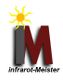 "Logo mit gelber Sonne, grauem 'i', rotem 'M' und Text: infrarot-Meister."
