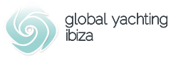 Logotipo de Global Yachting Ibiza con diseño de espiral en verde y texto negro a la derecha.