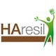 Logo mit grünem Menschen, der eine Pflanze und Gabel hält, daneben der Text "HAresil".
