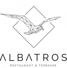 Logo mit geometrischem Vogel und Schriftzug: "ALBATROS RESTAURANT & TERRASSE".