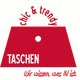 Rotes Logo mit Text: "chic & trendy TASCHEN. Wir wissen, was IN ist."