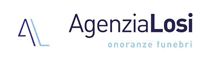 Logo di Agenzia Losi con testo "onoranze funebri" in blu su sfondo bianco.