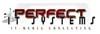 Logo mit dem Text "Perfect IT Systems - IT Nerds Consulting" in Rot und Schwarz.