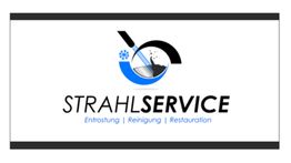 Logo von Strahlservice, Entrostung, Reinigung, Restauration mit grafischen Elementen.