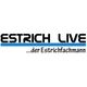 Logo mit Text: "ESTRICH LIVE ...der Estrichfachmann" und blauer Linie darunter.