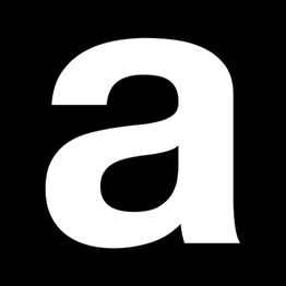 Weißer Buchstabe "a" auf schwarzem Hintergrund.