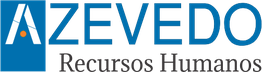 Logo com fundo azul, letra "A" estilizada e texto: "AZEVEDO Recursos Humanos".