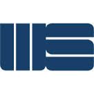 Blaues Logo mit drei vertikalen und einer horizontalen Linie auf weißem Hintergrund.