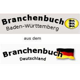 Text: "Branchenbuch Baden-Württemberg und Deutschland mit deutscher Flagge."