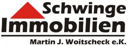 Logo von Schwinge Immobilien mit rotem Dreieck, Text unten: Martin J. Woitscheck e.K.