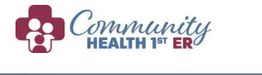 Logo of Community Health 1st ER with a red medical cross and family figures.