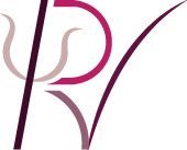 Logotipo abstracto con formas curvas y líneas en tonos burdeos y crema sobre fondo blanco.