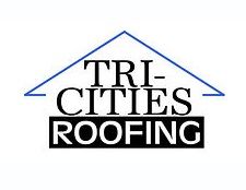 Logo with text "Tri-Cities Roofing" under a blue roof outline.