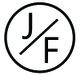 Logotipo circular con las letras "J" y "F" separadas por una línea diagonal.