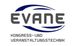 Logo von "EVANE Kongress- und Veranstaltungstechnik" mit blauen geschwungenen Linien.
