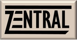 Text in stilisierter Schrift auf beigem Hintergrund: ZENTRAL.