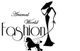 Sagoma di donna stilizzata con cappello e cane, testo: "Animal World Fashion".