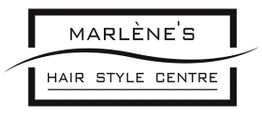 Logo van Marlène's Hair Style Centre met zwarte letters en een golvende lijn.
