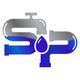 Stylized blue and gray "SP" logo with faucet and water droplet design elements.