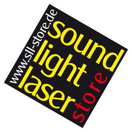 Logo mit Text "www.sll-store.de", "sound", "light" in Gelb und "laser", "store" in Rot auf Schwarz.