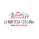 Logo von La Bottega Toscana mit URL: www.pizza-ofen.de, illustriertes Haus und Bäume.