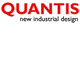 Textbild mit "QUANTIS" in Rot und "new industrial design" in Schwarz darunter.