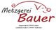 Metzgerei Bauer Logo mit Adresse in Velden und Taufkirchen, stilisiertes Schwein im Bild.