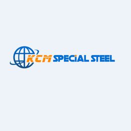 RCM Special Steel logo with stylized globe and blue-orange text on a light gray background.