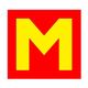 Gelbes "M" auf rotem Hintergrund.