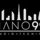 Logo "Piano 99 Studio Tecnico" con silhouette di grattacieli stilizzati su sfondo nero.