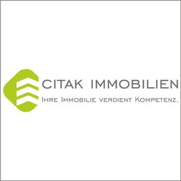 Grünes Logo mit Text: "Citak Immobilien - Ihre Immobilie verdient Kompetenz."