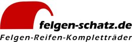 Rotes Logo mit Text: "felgen-schatz.de" und "Felgen-Reifen-Kompletträder".