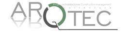 Logo de Arqotec con las palabras: Proyectos, Instalaciones, Construction Management, Arquitectura.