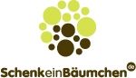 Logo mit grünen und braunen Kreisen, darunter der Schriftzug "SchenkeinBäumchen.de".