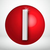 Una letra "I" blanca sobre un círculo rojo brillante.